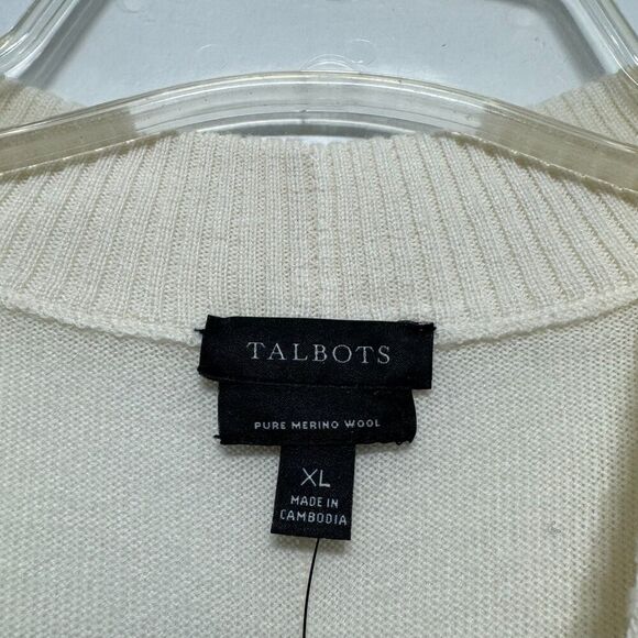 NWT Talbots Sweater Merino Wool Tight Knit Mockneck Pullover Cream Women sz XL - Picture 6 of 10